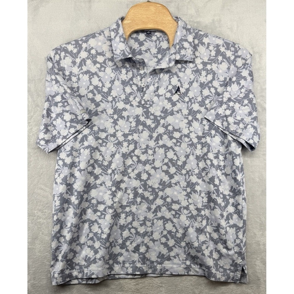 Straight Down Floral Print Golf Polo Shirt Embroidered Men's Size 2XL‎